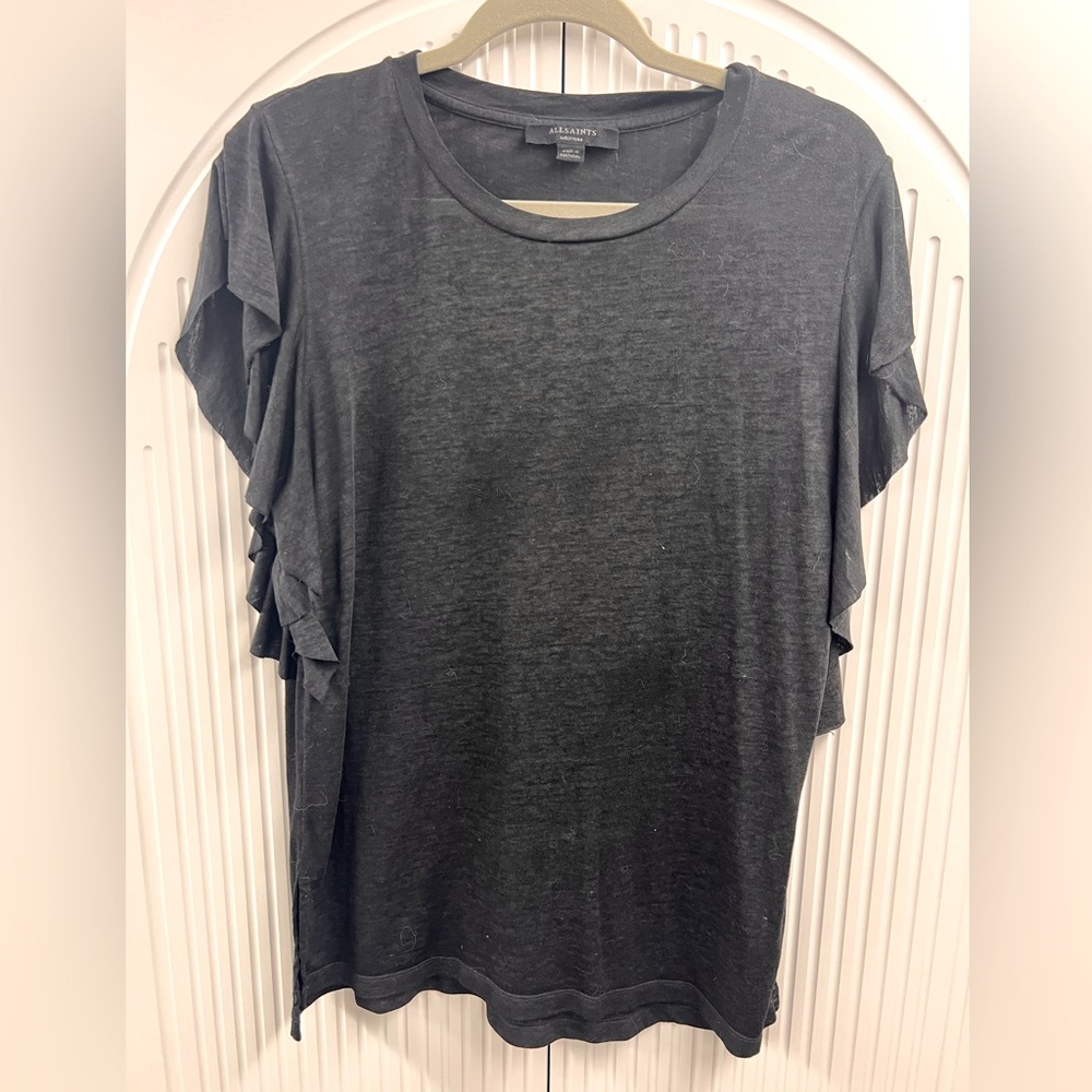 New All Saints ruffled sleeve shirt medium